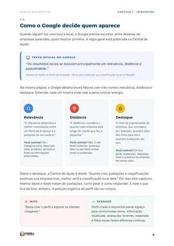 Página 11: como o Google decide quem aparece nos resultados locais