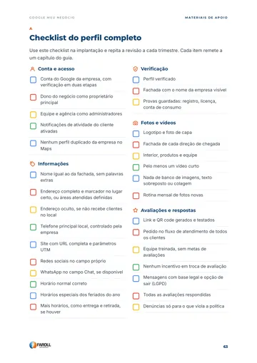 Página 63: checklist do perfil completo